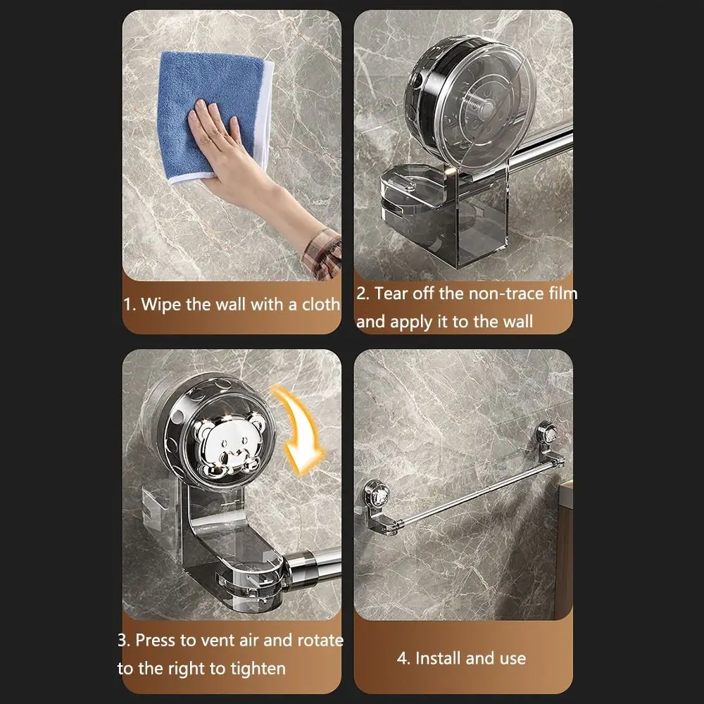 Suction Cup Retractable Towel Bar Wall Mounted Non-punching Single Towel Rail Rod Rotated Water-proof Bath Towel Holder Corner