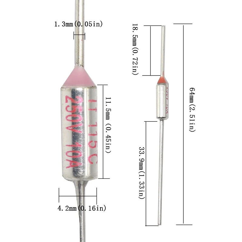 【10PCS】Temperature Thermal Fuse RY Tf  10A 15A 250V 60C 65C 70 72 73 75 77 85 95C 110 115 121 130C-230C 240 260 280 285C 300C