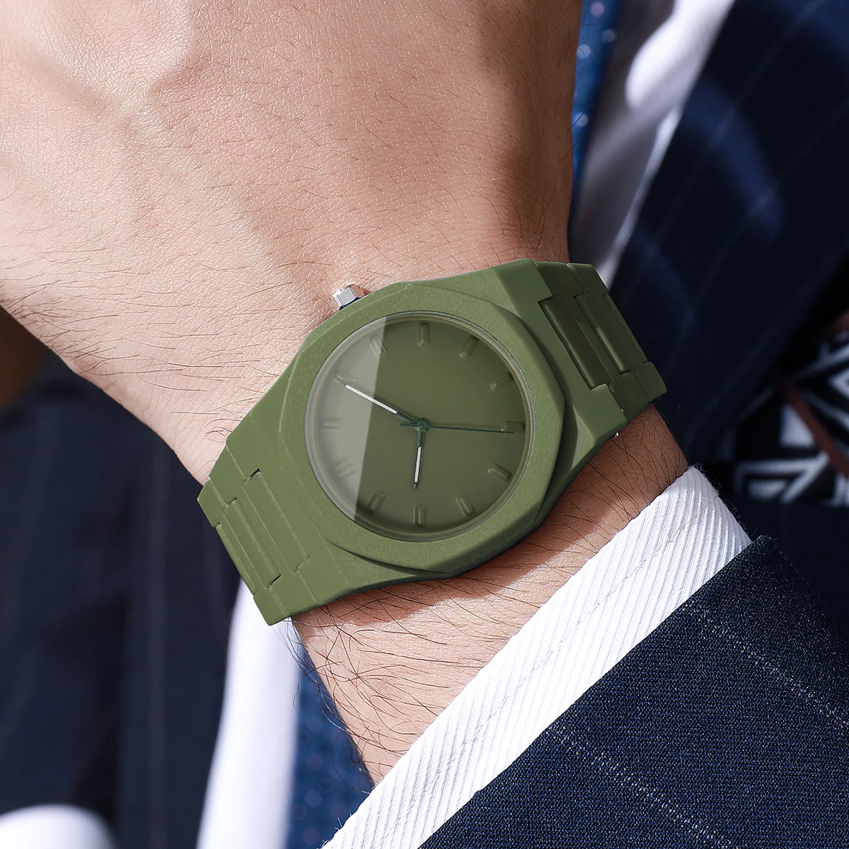 1/3PCS 남성 비즈니스 패션 플라스틱 밴드 남성용 쿼츠 손목시계 세트 심플 다이얼 시계 남성용 시계（상자 없음）