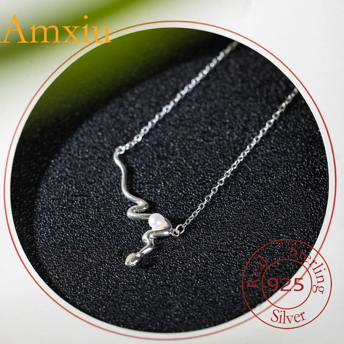 

Amxiu стерлингового серебра 925, дизайн, новый китайский стиль, индивидуальное жемчужное ожерелье со змеей, модный легкий роскошный кулон, ювелирные изделия