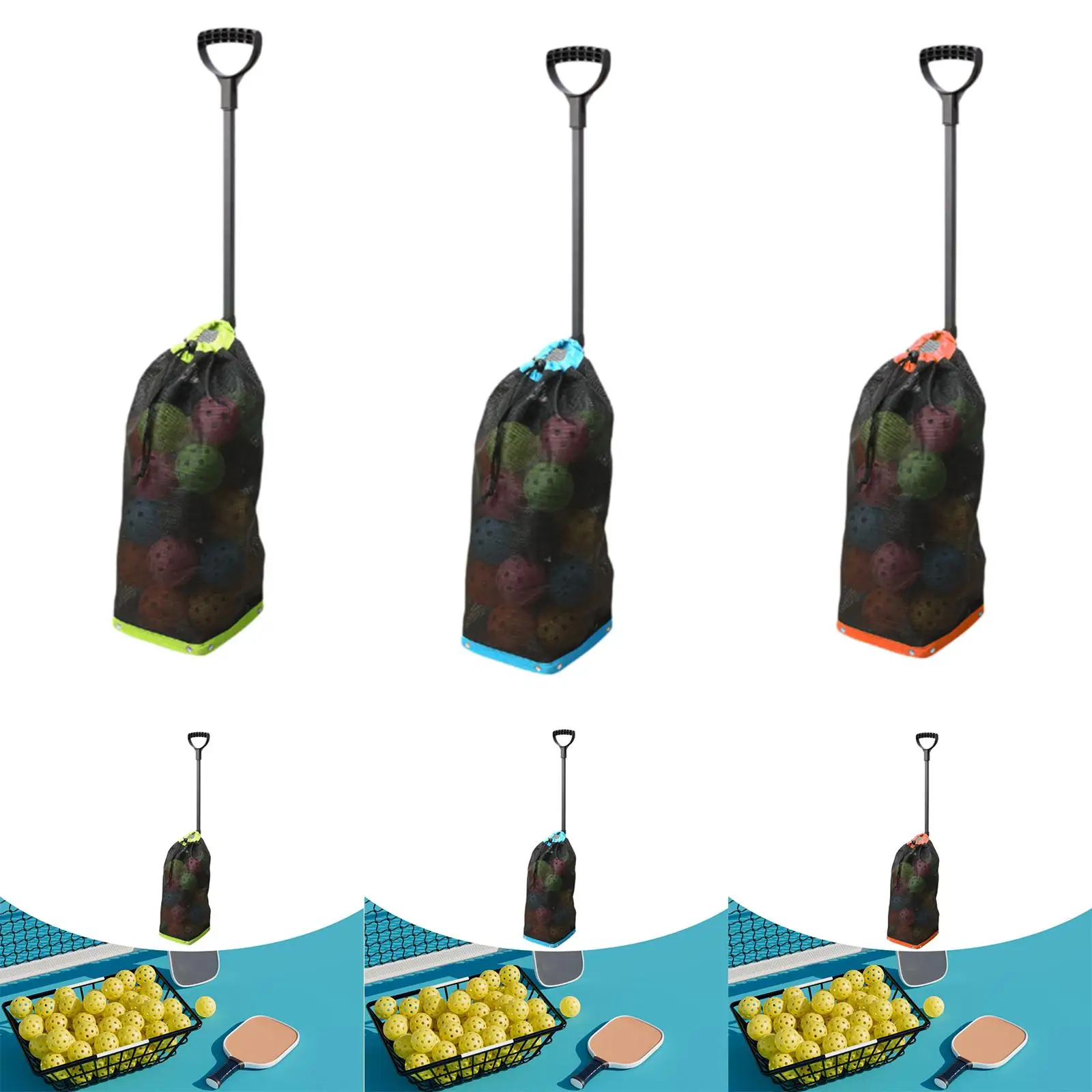 

Durable Pickleball Ball Retriever Adjustable Height Grabber Basket for Practice Court and Training Sessions