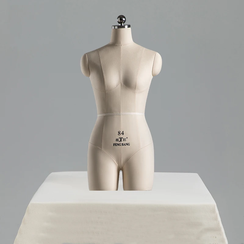 Sewing Female Tailor Model Mannequin Body For Clothes Design, Bust Dress Form Stand Metal Base Can Pin
