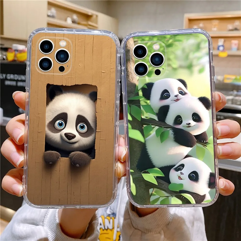 Cute Panda Phone Case For iPhone Apple 15,14,13,12,Mini,11,Pro,Max,Plus,X,XR,XS,8,SE,2020,Plus Transparent Cover