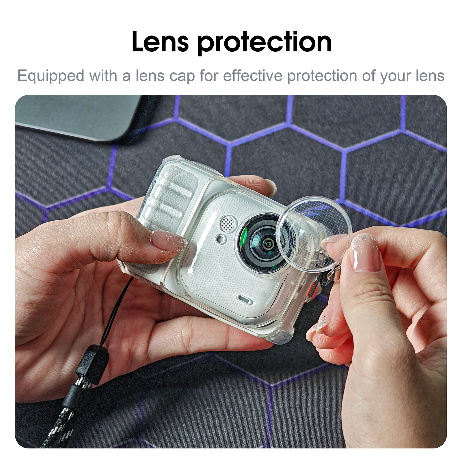 

Защитная оболочка от царапин с крышкой объектива, противоударная веревка, устойчивая к царапинам, совместимая с Insta360 Go Ultra