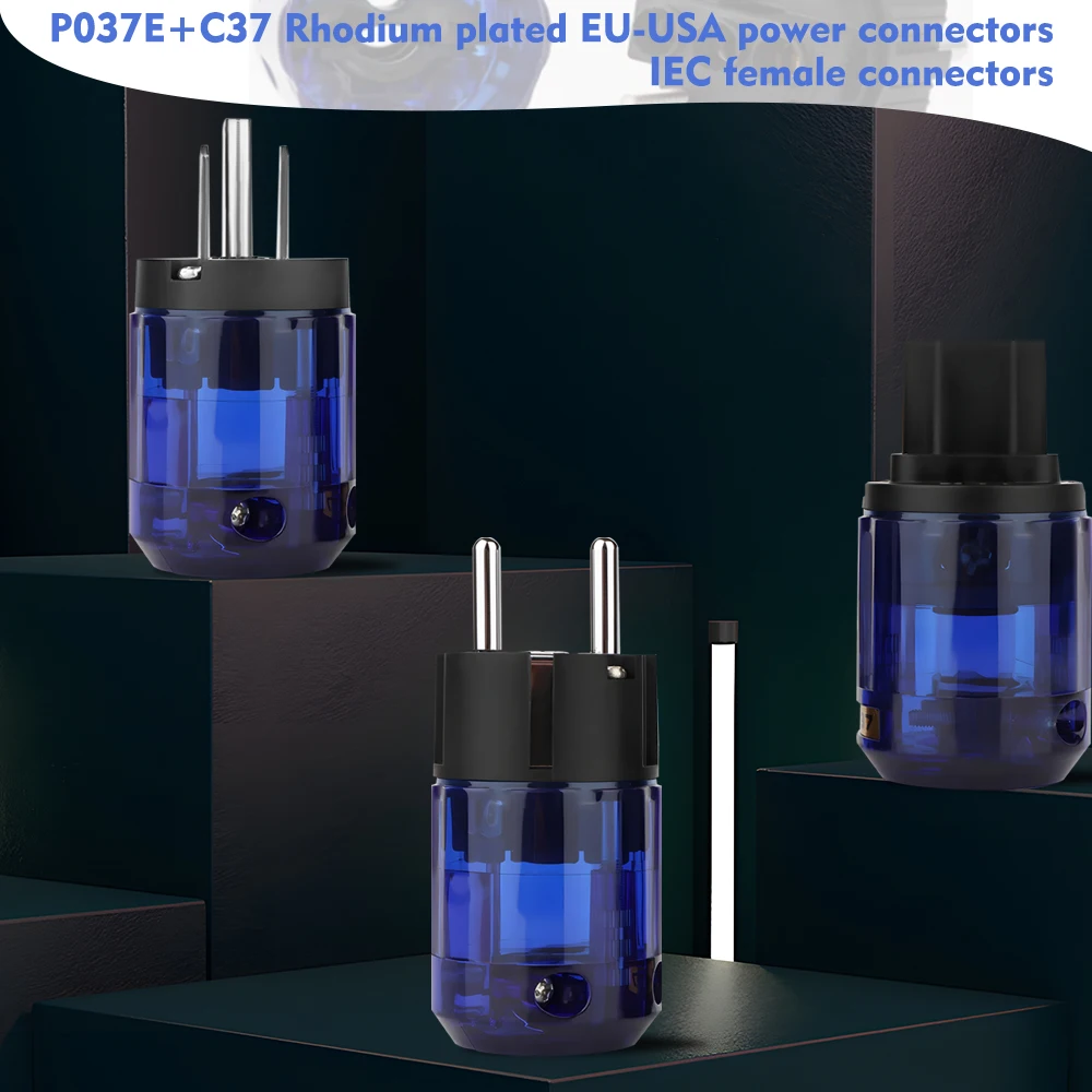 Set P-037E Rhodium Plated EU Power Connector C-037 IEC Female HIFI-End Supply Cable Conntact Plug