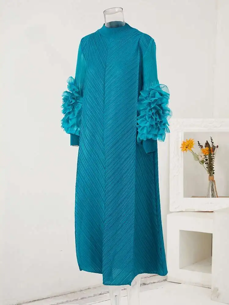 knee length dresses for ladies Floral V-Neck Long-Sleeve Dress | Blue Maxi Dress main image 0