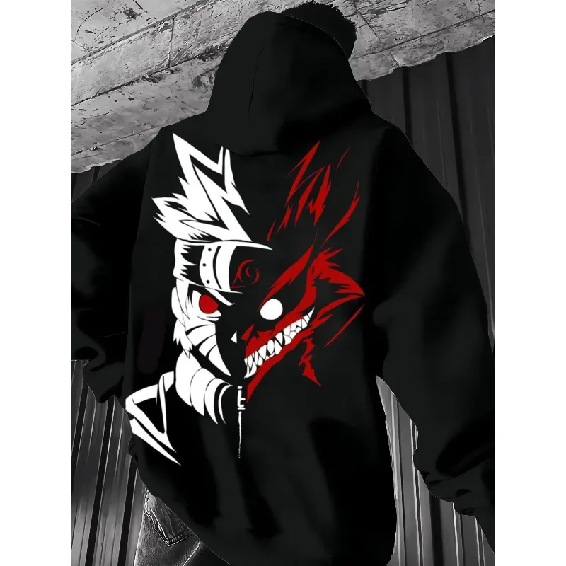 Sudadera con capucha de Naruto Uzumaki para hombre y mujer, sudadera con estampado de Anime, ropa de calle negra, chaqueta informal con capucha para Cosplay, Tops de manga larga de otoño