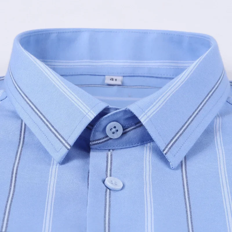 Big & Tall Fits 160KG 11XL Hot Sale Plaid Stripe Shirt 100% Oxford Cotton Men's Shirt Short Sleeve Loose Fit Summer Office Wear