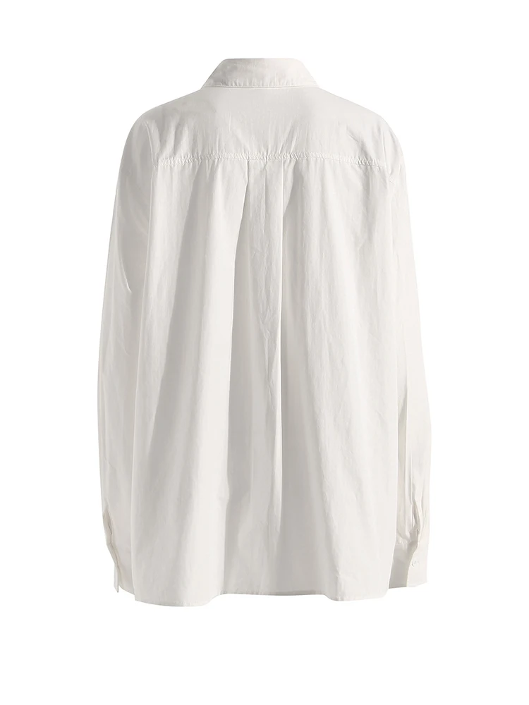 

Women White Hollow Out Big Size Blouse New Lapel Long Sleeve Loose Fit Shirt Fashion Tide Spring Autumn 2022