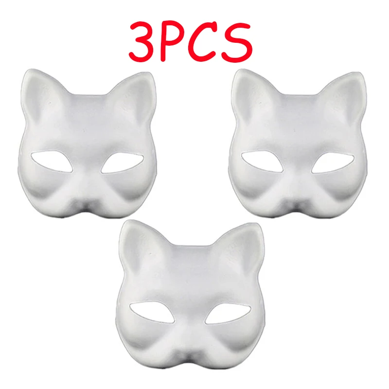 3/6/9/12/15PCS maschere termiche maschere per gatti bianchi Blank maschera di Halloween fai da te animali mezze maschere maschera maschera Cosplay