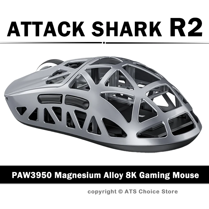 ATTACK SHARK R2 Wireless Gaming Mouse 48g Magnesium Alloy PAW3950 42000 DPI Tri-Mode 8K Polling Bluetooth Wired