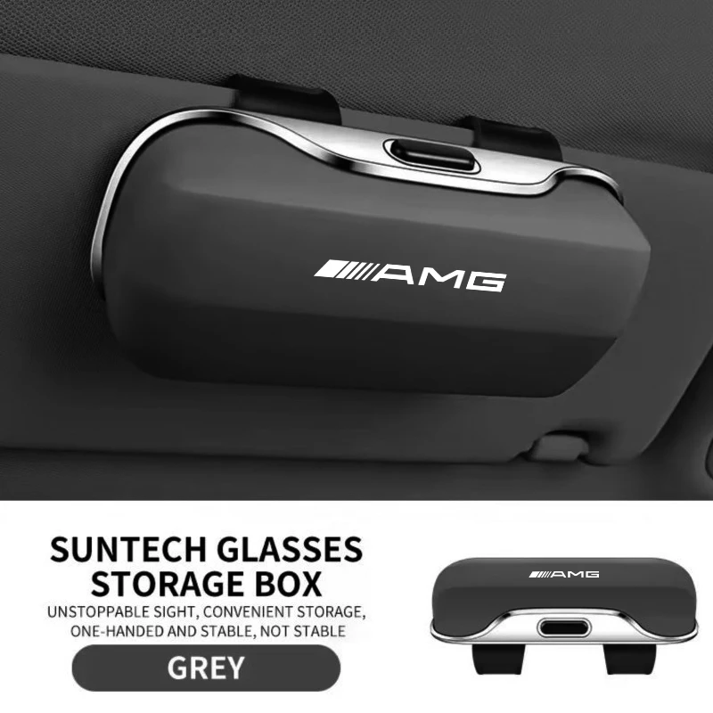AMG A B C E G CLA W211 W203 W204 C260 E300L A200L GL grill Logo Key Cover Accessories Car Visor Sunglasses Glasses Case Clip Box
