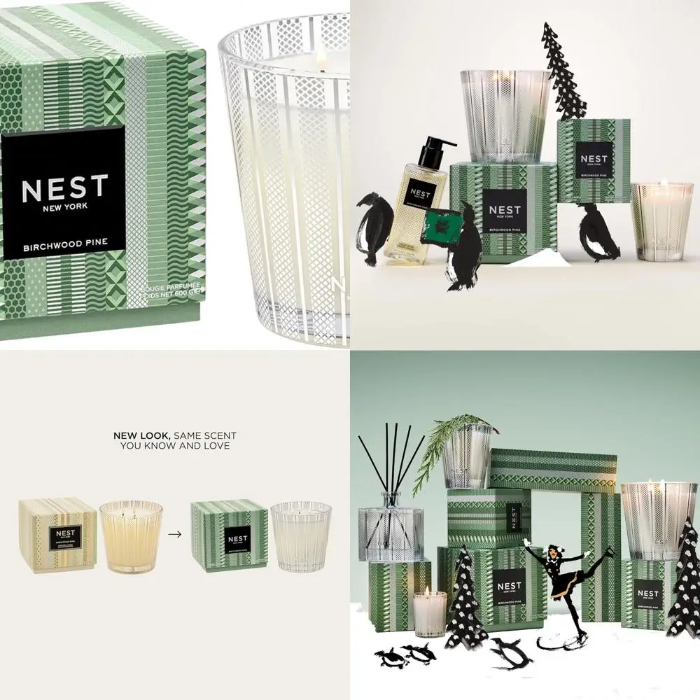 

Long-Burning 3-Wick Birchwood Pine Christmas Candle, 21.2 oz, Reusable Glass, Up to 100 Hours