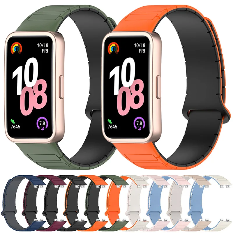 

Ремешки с магнитной петлей для Huawei Band 10/9/8, аксессуары для ремешков, спортивный силиконовый браслет, ремень Pulseira Correa, ремни Huawei 9 8 NFC