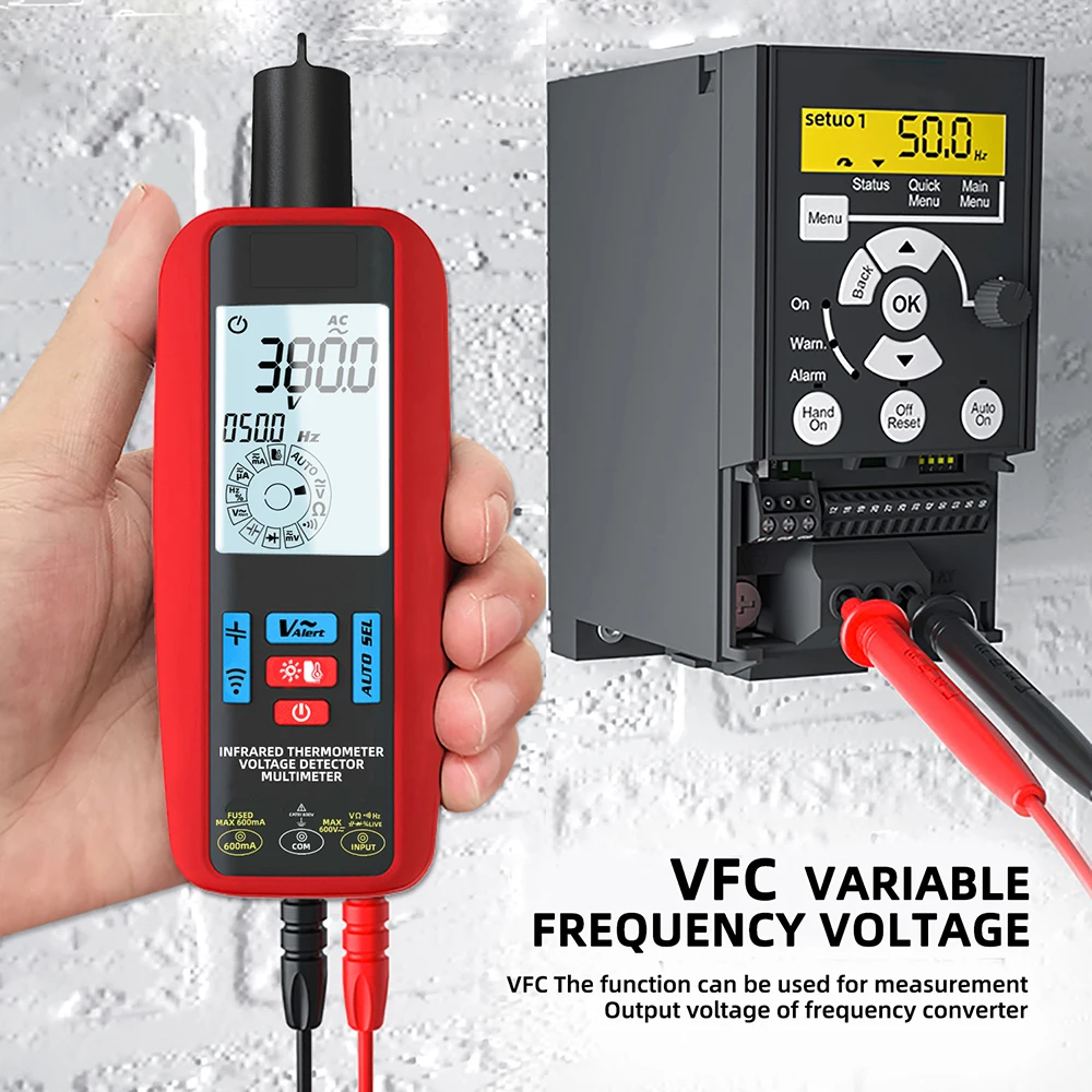 

A50 Digital Multimeter Infrared Thermometer AC DC Current Voltage Tester Pen Auto Range Capacitance Diode NCV VFC Meter Tool