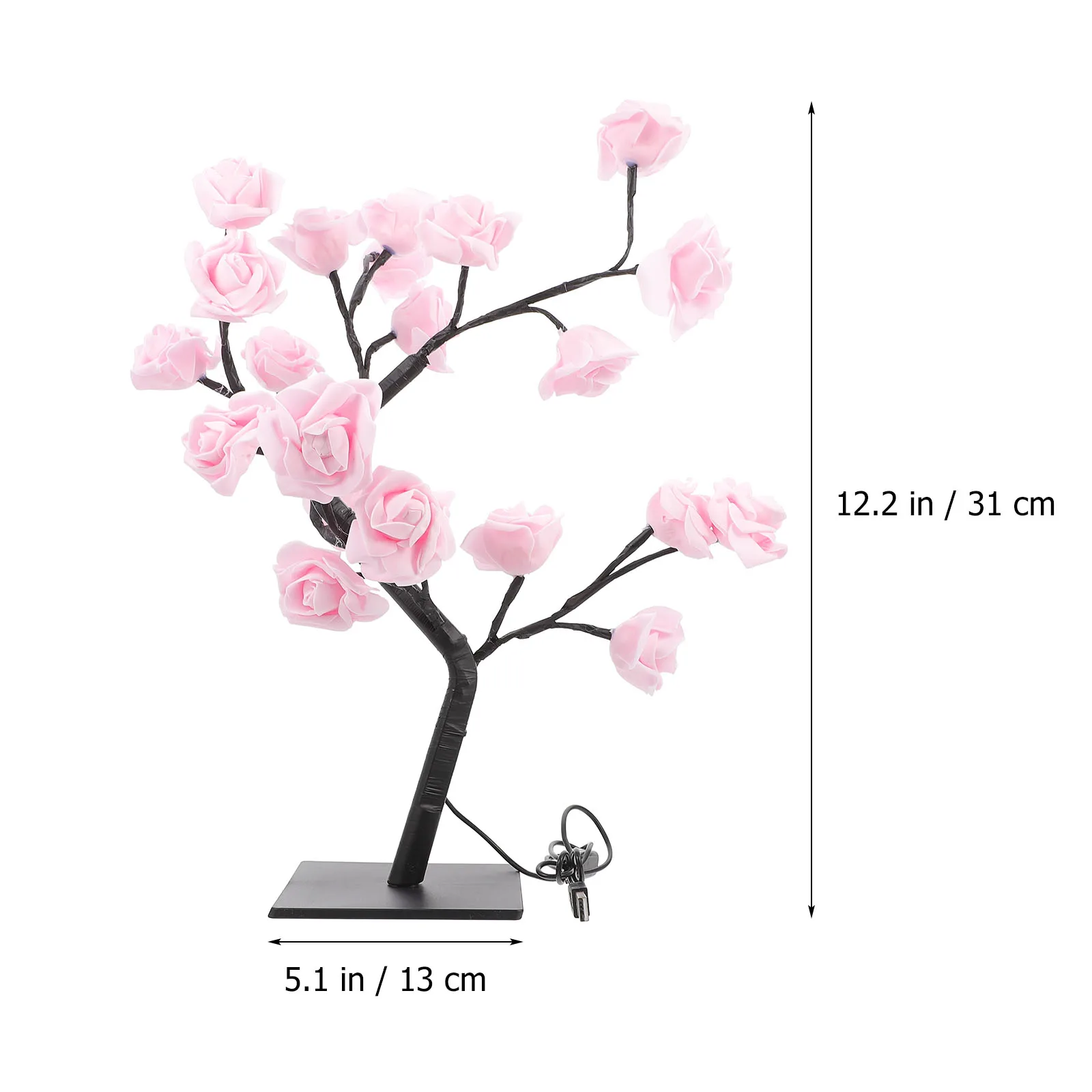 

USB Night LED Rose Desktop Light Tree Shape Table Lamp Bedside Decor Desktop Light Small Size Portable Energy Saving
