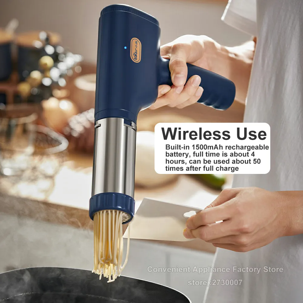 Small Handheld Pasta Noodle Maker Máquina de Prensa de Noodles Sem Fio Recarregável, 30s Rápido com 3 Moldes, Eletrodomésticos, 100V-240V