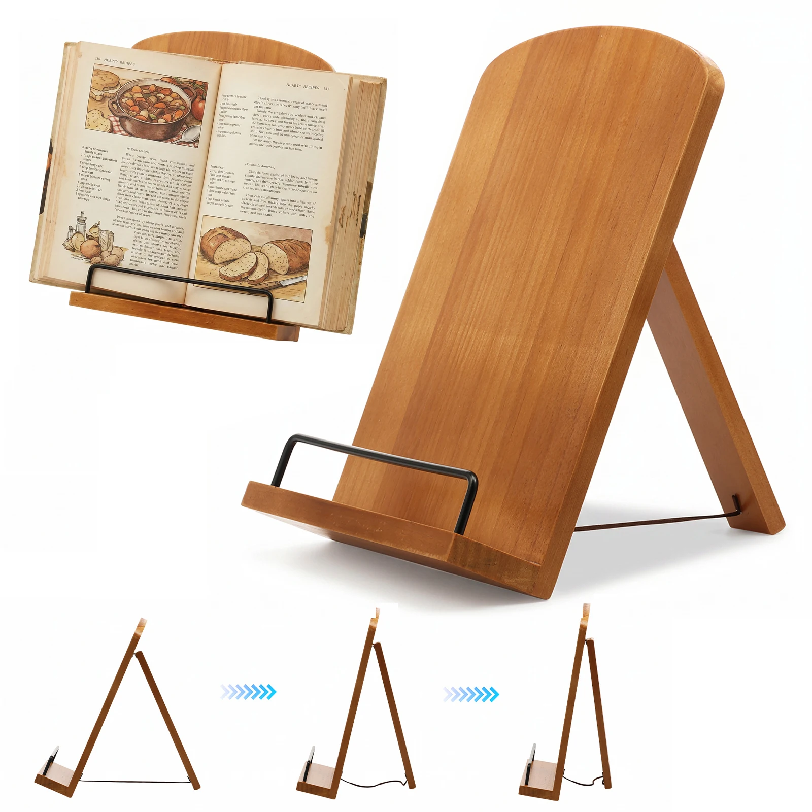 

Wooden Adjustable Cookbook Holder Stand for Kitchen Counter Recipe Book Holder Picture Frame Holder Decorative Display Stand