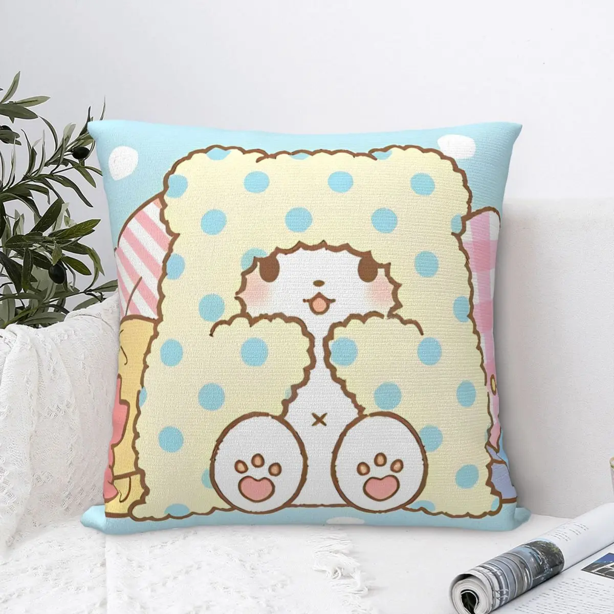 Cute Marumofubiyori Square Pillow Case Sanrio Cartoon Cushion Covers Awesome Polyester Decor Pillowcover for Sofa 40x40cm