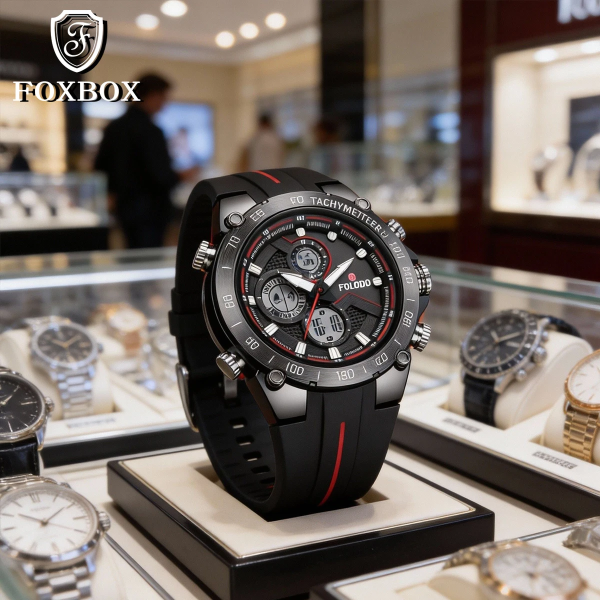 FOXBOX Fashion Electron Watch number Display Screen Date Luminous Men's Quartz Watch Timepiece relógio de homem reloj
