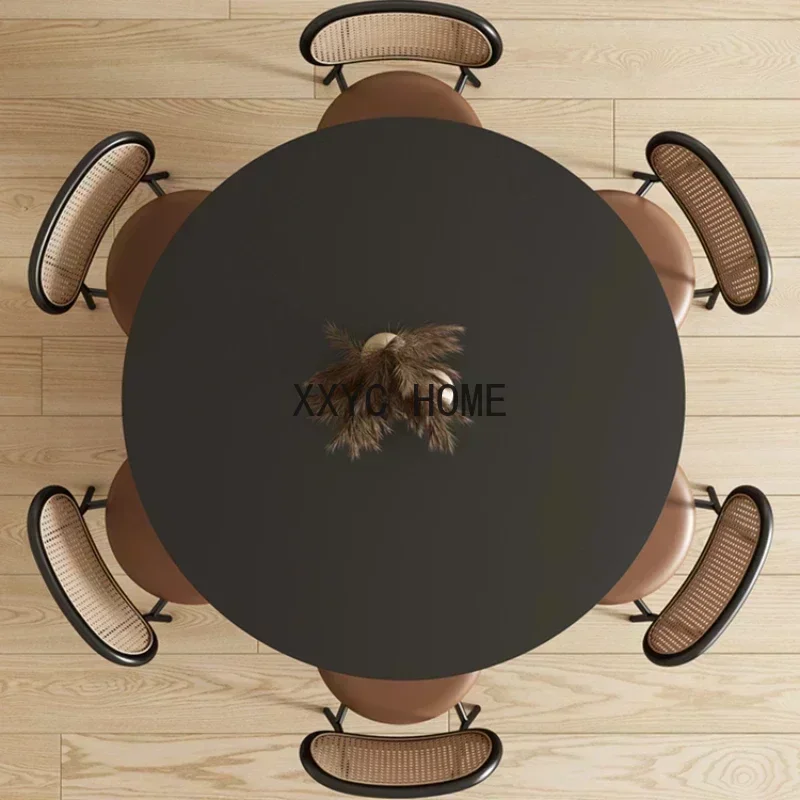 Tavolo da soggiorno retrò in ardesia Semplice rotondo nordico nero minimalista moderno Mesas De Comedor Mobili per la casa HD50CZ