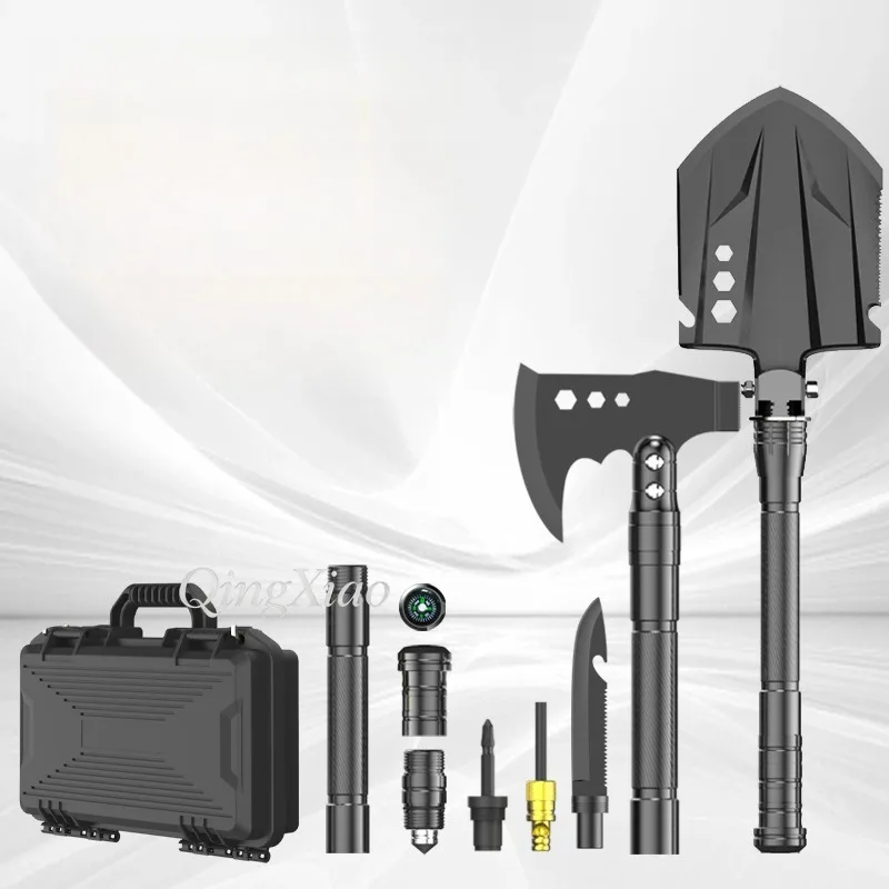 Extended Foldable Engineering Shovel Axe Set Portable Outdoor Tool For Car Camping Mountain Survival Emergency Field Work