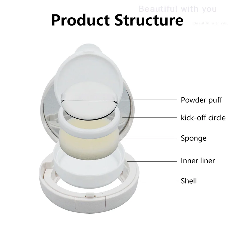 Caja de soplo de cojín de aire vacío, estuche de maquillaje cosmético portátil, contenedor con espejo de esponja en polvo para base de crema BB