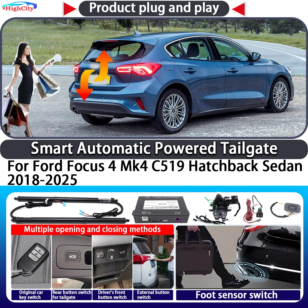 For Ford Focus 4 Mk4 C519 Hatchback Sedan 2018-2025 Smart Automatic Powered Tailgate Key Lift Close Kit Electric Power Tailgate