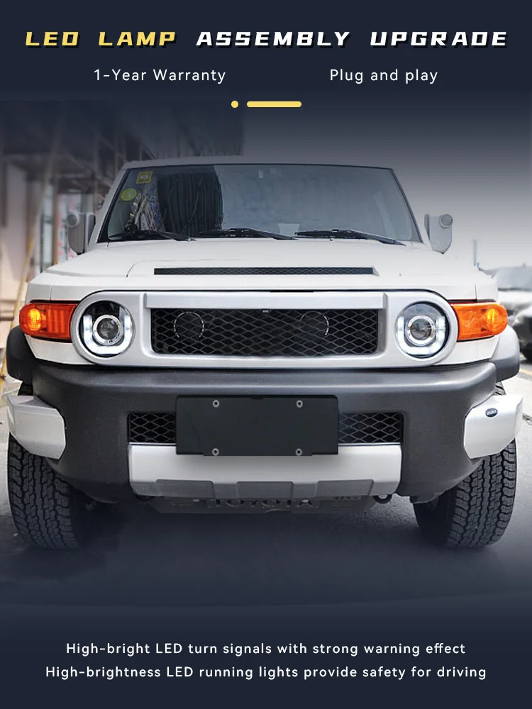 2 قطعة أضواء السيارات ل 2007-2020 تويوتا FJ كروزر الجبهة مصباح U DRL العلوي بدوره إشارة جهاز عرض LED عدسة اكسسوارات السيارات #3