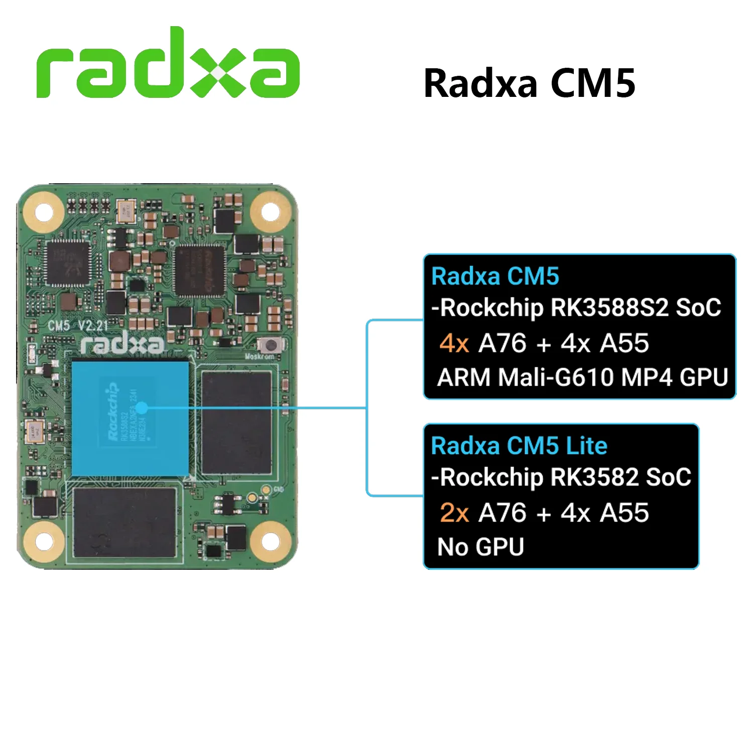 Modulo di calcolo Radxa CM5 RK3588S CPU a 8 core Radxa CM5 Lite RK3582 CPU a 6 core LPDDR4 sostituzione eMMC Raspberry Pi CM4 integrata