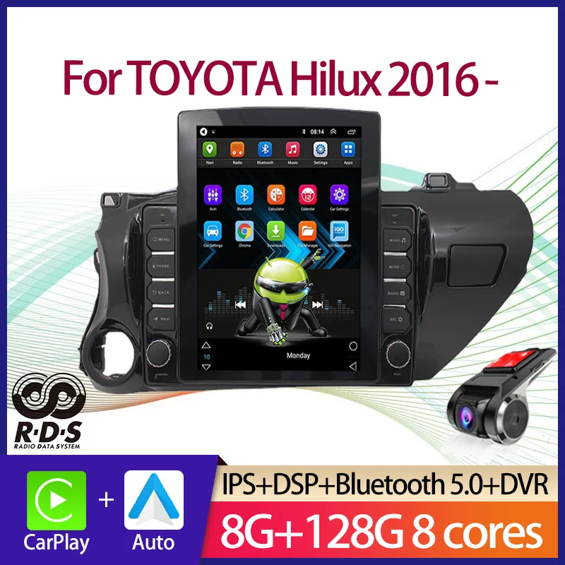 Car GPS Navigation Android Tesla Style For TOYOTA Hilux 2016- Auto Radio Stereo Multimedia Player With BT WiFi Mirror Link