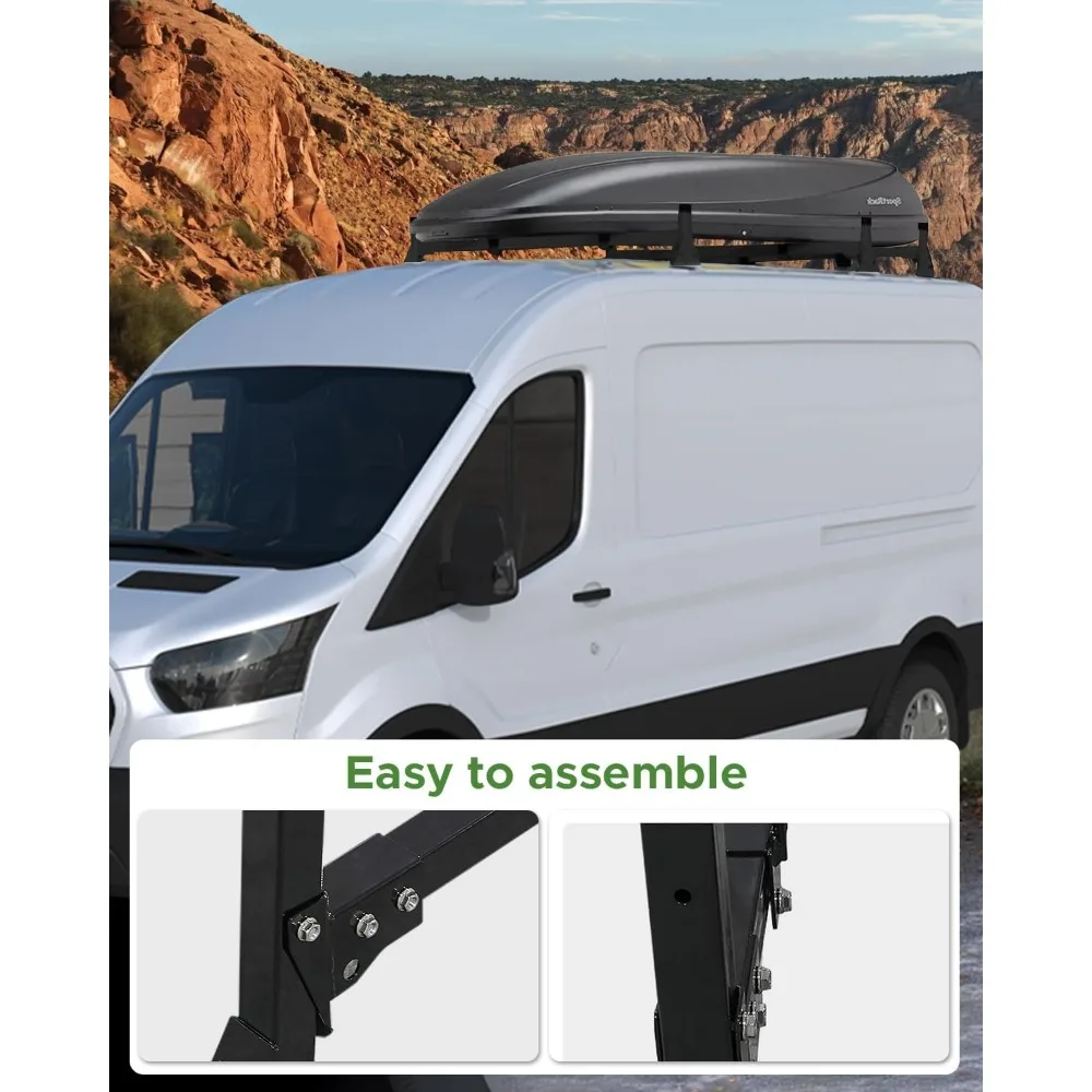 حامل سلم رف سقف فان متوافق مع فورد إكونولين E150 E250 E350 1992-2015 وشيفروليه إكسبريس 1500 2500 3500 Long-T