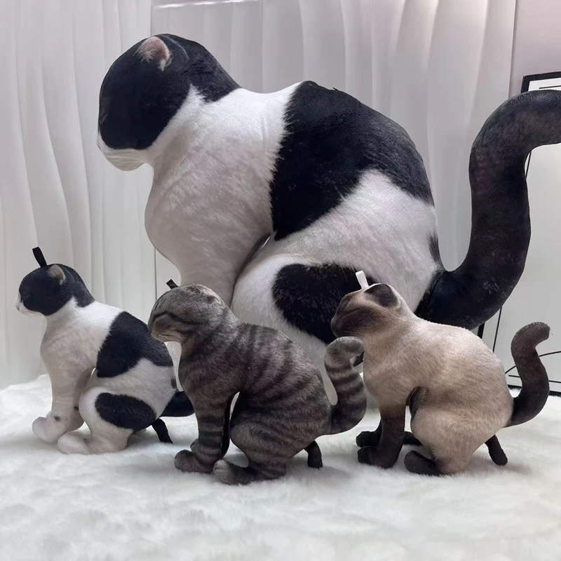 Creative Squatting Pooping Dog Cat Plush Toy Kitty Realistic 3D Printing Stuffed Pillow Novelty Gag Gift Cartoon Cushion Decor