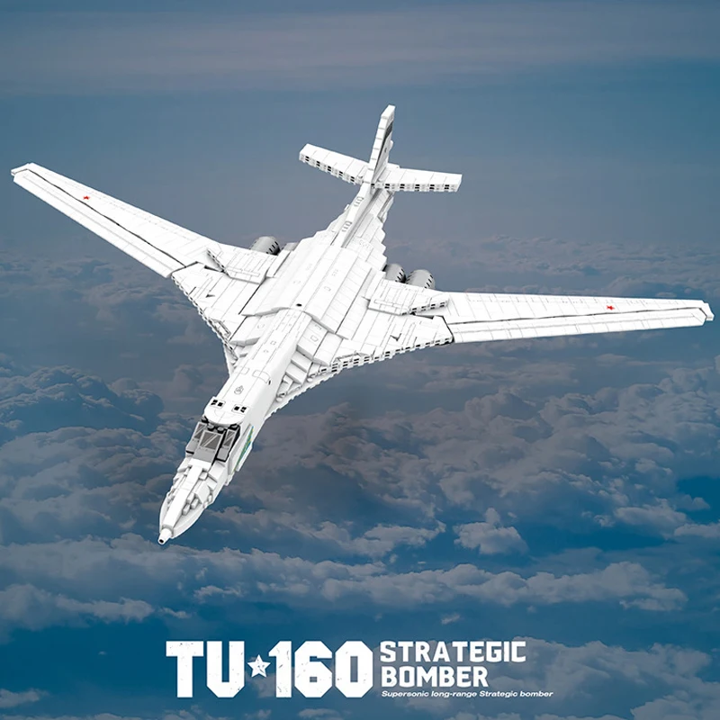 

1:75 Military Bomber Tu 160 Building Blocks Model Assembling MOC Creativity Airplane Bricks Toys for Children Christmas Gift Set