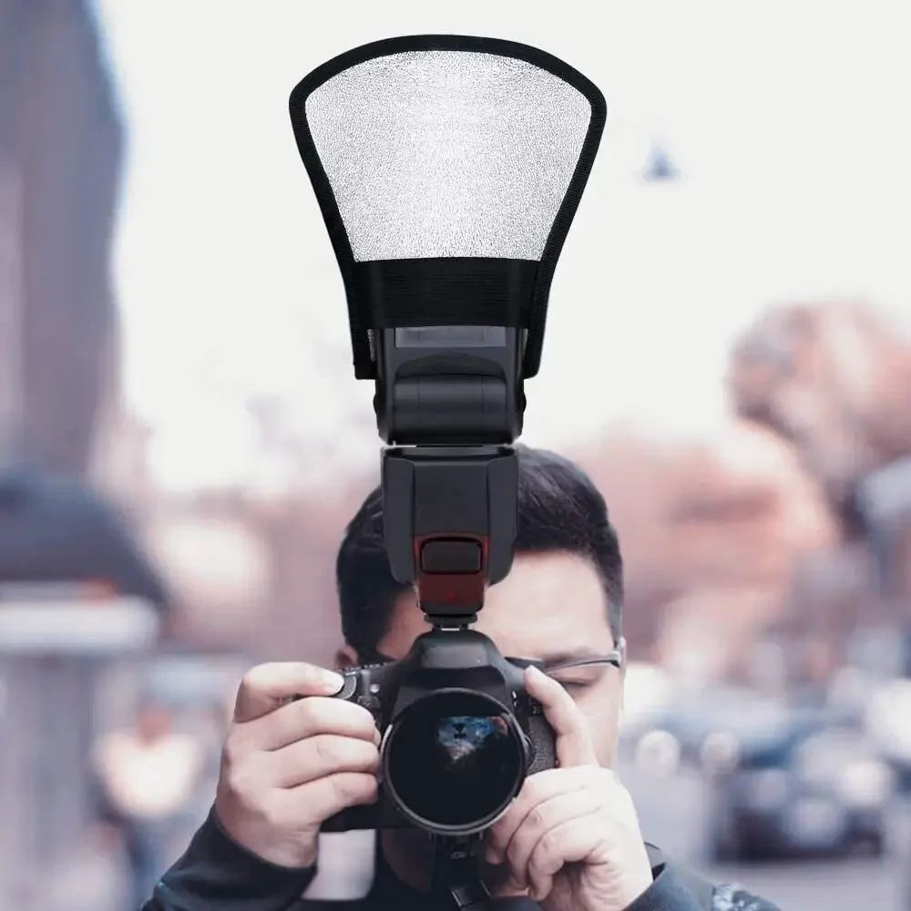 

1pc Silver White Camera Flash Diffuser 2-in-1 Sector Softbox Photo Light Reflector for Canon Canon Sony Minolta Nikon