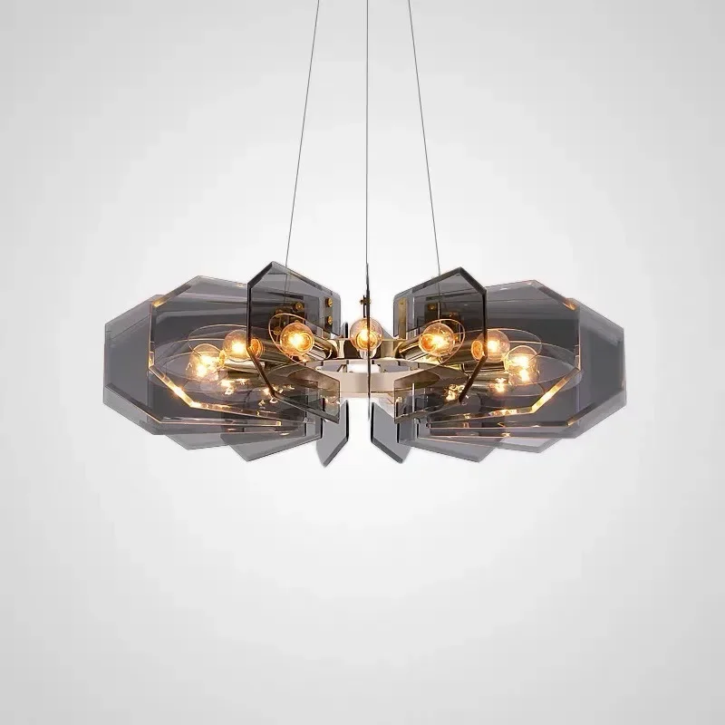 

GHJUYIOL Light Luxury Creative Design Living Room Bedroom Designer Crystal Lighting Sample Room Dining Hall Showroom Pendant Lig