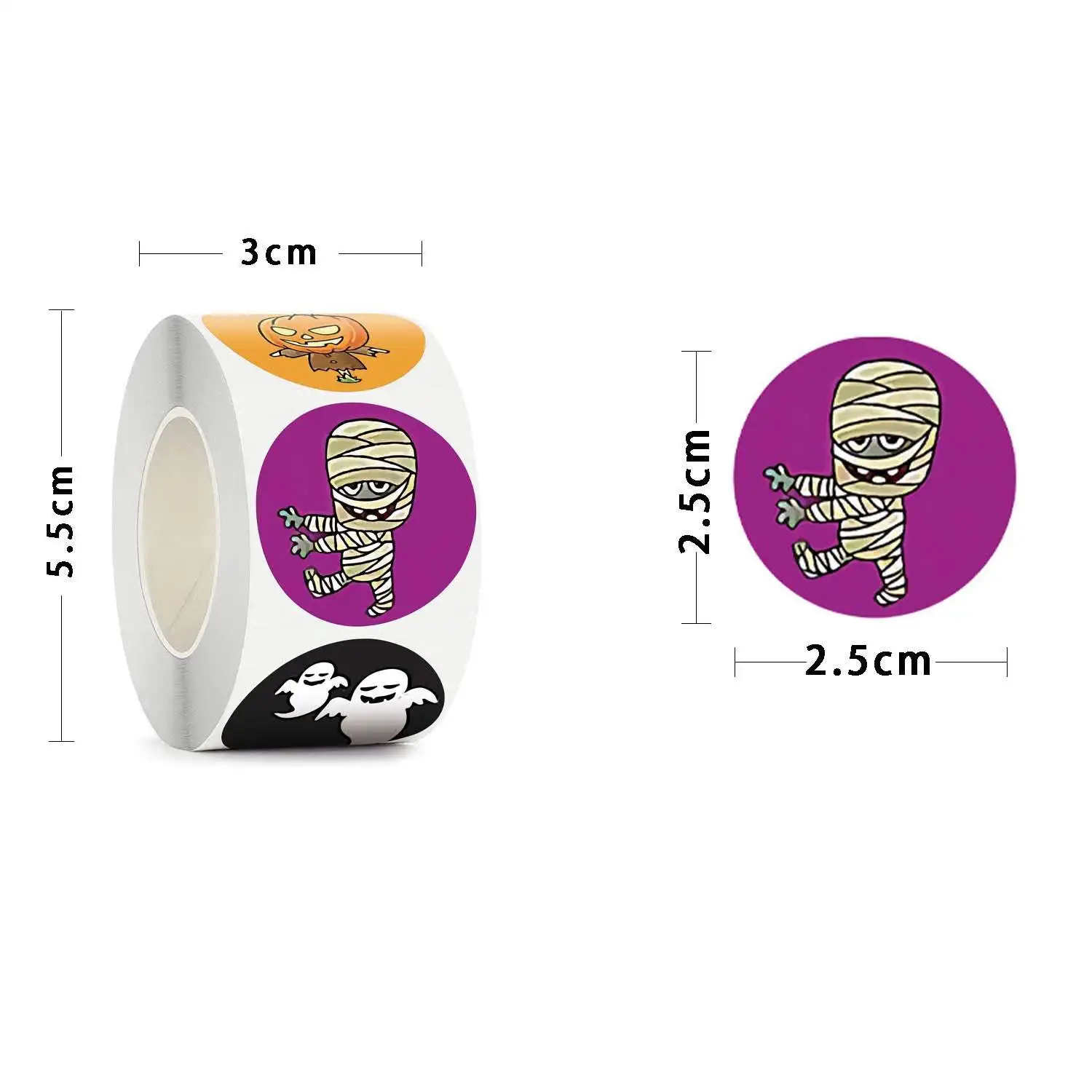 100–500 Stück Halloween-Kürbis-Geist-Aufkleber, Verpackung, Siegeletikettenaufkleber, 2,5 cm, Geschenkaufkleber, Etiketten, Horror-Kreation, Dekoration – Detail 1
