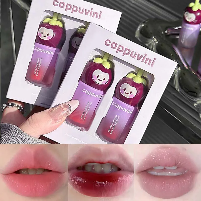 Cappuvini Two-Pack Cute Velvet Matte Lip Gloss Set Long-lasting Easy to Apply Lip Mud Brightens the complexion