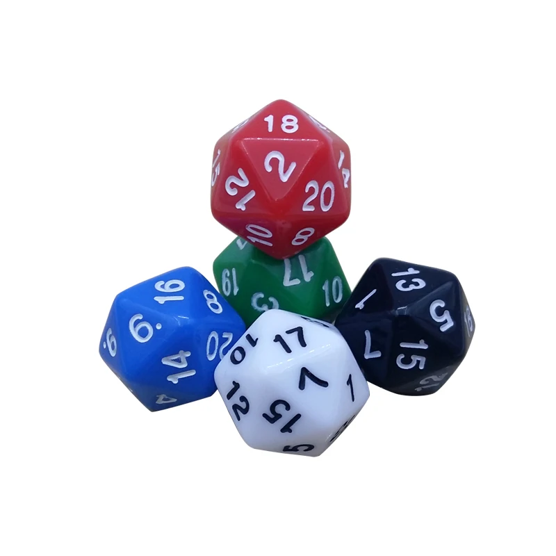 Dice 10Pcs/Lot D20 Digital Dice Twenty-surface Solid Color Polyhedron RPG Dice Game Dice Set Wholesale Boardgame Entertainment