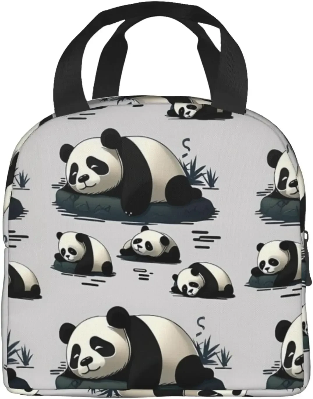 Lying Panda Family Insulated Lun Bag Thermal Freezable  Tote Waterproof Bento lun Box, Women Men Lu n  For Picnic