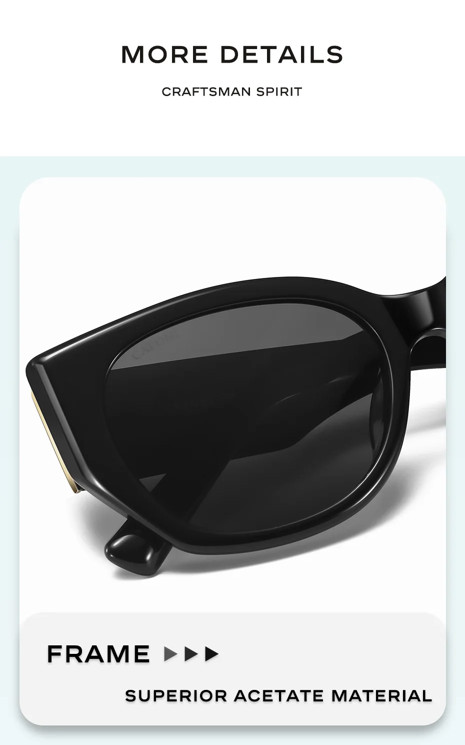CAPONI Marke Frauen Schwarz Shades Polarisierte Neue Design Acetat Sonnenbrille Mode Trendy Stil Sonnenbrille UV400 Schutz CP24066 – Detail 4