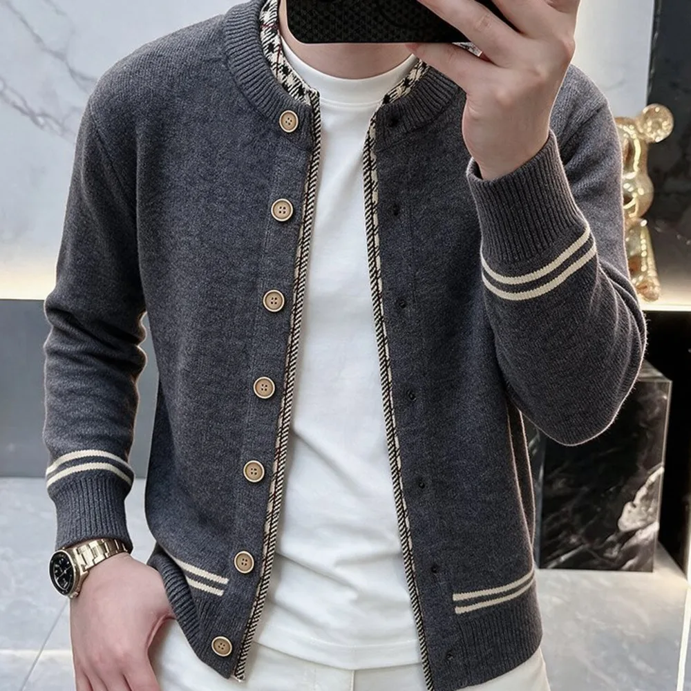 Luxury Clothing Copies For Men Sweater Hombre Botones Sweaters 2026 Men's Round Neck Knitted Cardigan Thom Browne Men's Clothing