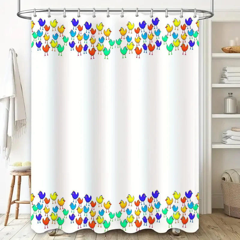 

Занавеска для душа с красочными птицами: современный декор для ванной комнаты с яркими цветами для украшения дома, белая ткань, настраиваемый размер Ava