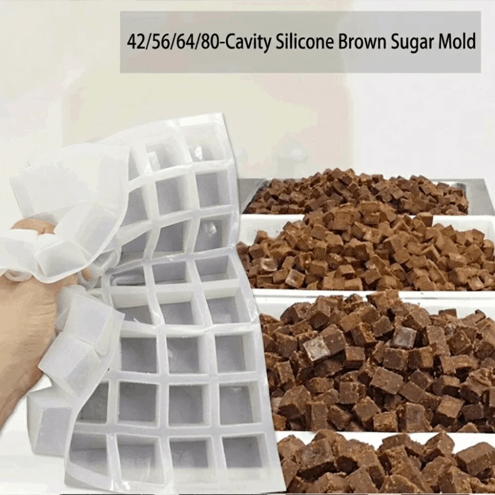 42/56/64/80-Cavity Silicone Mold Easy To Remove Square/Heart Shape Chocolate Molds Non-Stick Flexible Brown Sugar Mold