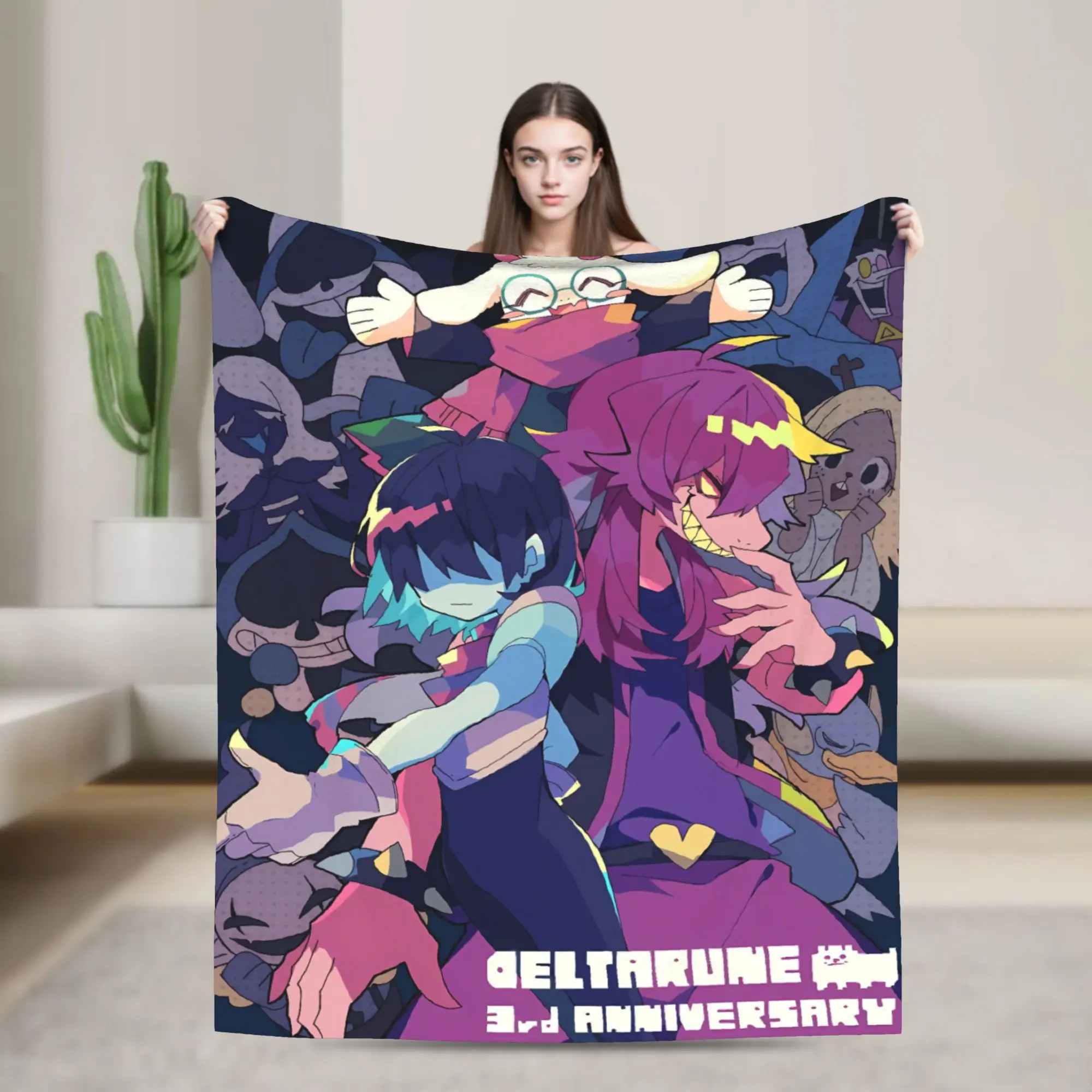 Deltarune Game Flannel Blanket  Super Soft Throw Blanket for Living Room Picnic Street Trend Bedspread Sofa Bed Cover