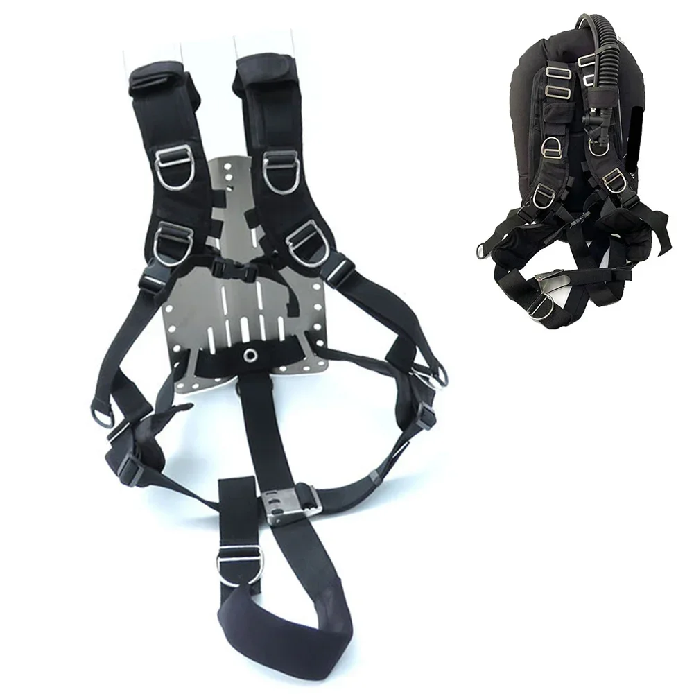Adjustable Diving Harness Backplate Harness Set Long-lasting Buckles Neoprene Shoulder Pad Rust-resistant Metal Parts