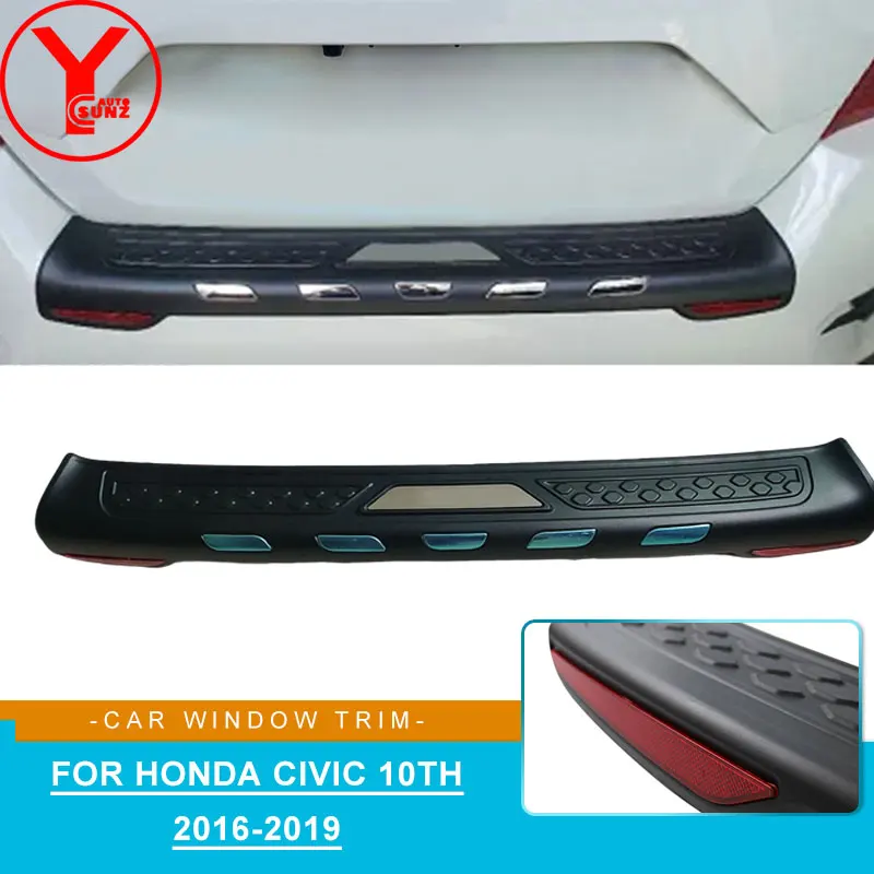 

ABS Car Rear Bumper Protector For Honda Civic 10th Gen 2016 2017 2018 2019 Tail Step Gate Trim Car Parts Auto Accessories