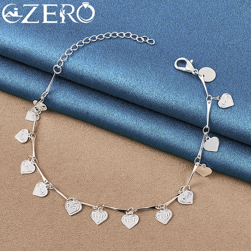 ALIZERO 925 Sterling Silver Small Hearts Bracelet Chain For Women Fashion Party Wedding Engagement Jewelry Valentine's Day Gift