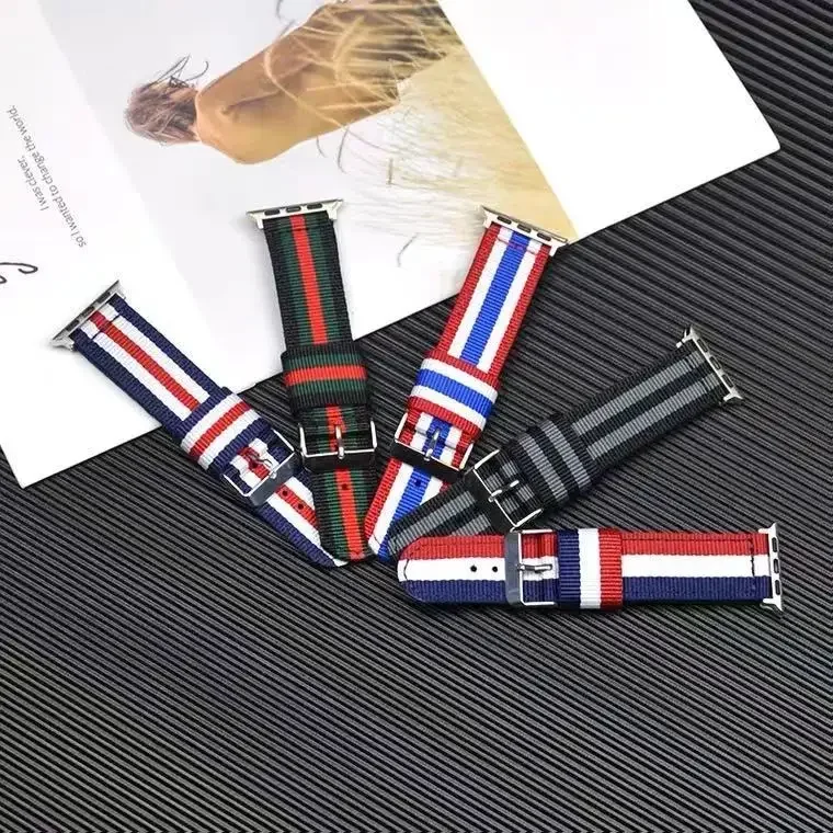 النايلون قماش حزام ل أبل ساعة 9 8 7 45 مللي متر 41 مللي متر الترا 49 مللي متر 44 مللي متر 42 مللي متر 40 مللي متر 38 مللي متر FabricBracelet معصمه iWatch 6 5 4 SE الفرقة