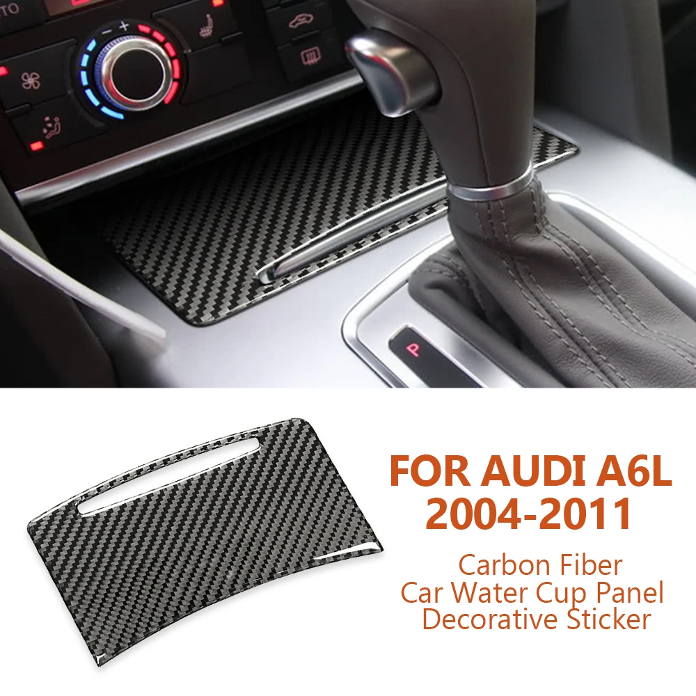 

For Audi A6-C6 A6L 2004-2011 Anti-scratch Handmade Carbon Fiber Car Water Cup Panel Decorative Sticker Auto Interior Accessories